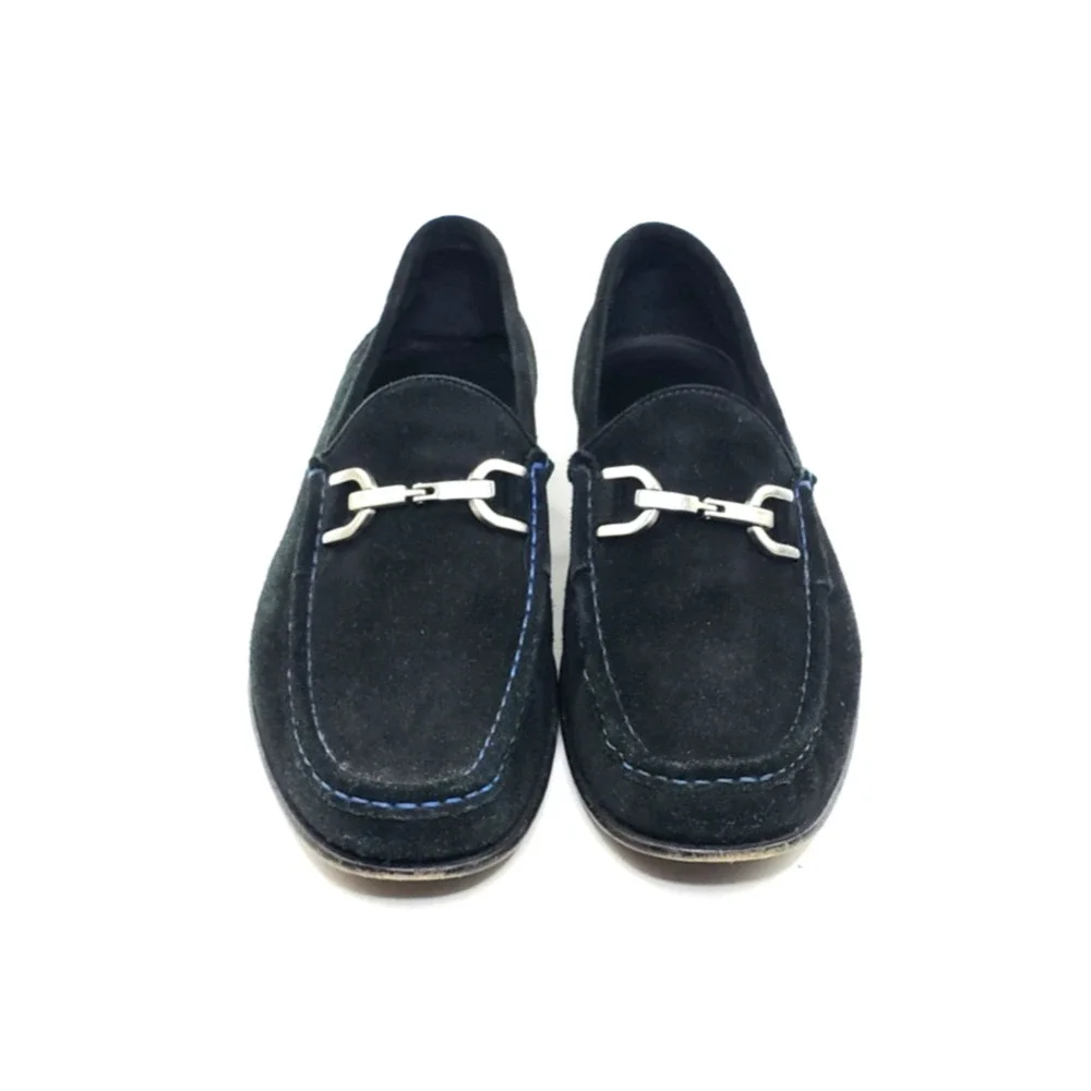 Donald J Pliner Nadim Mens Horsebit Loafers Black Suede Leather Size 10